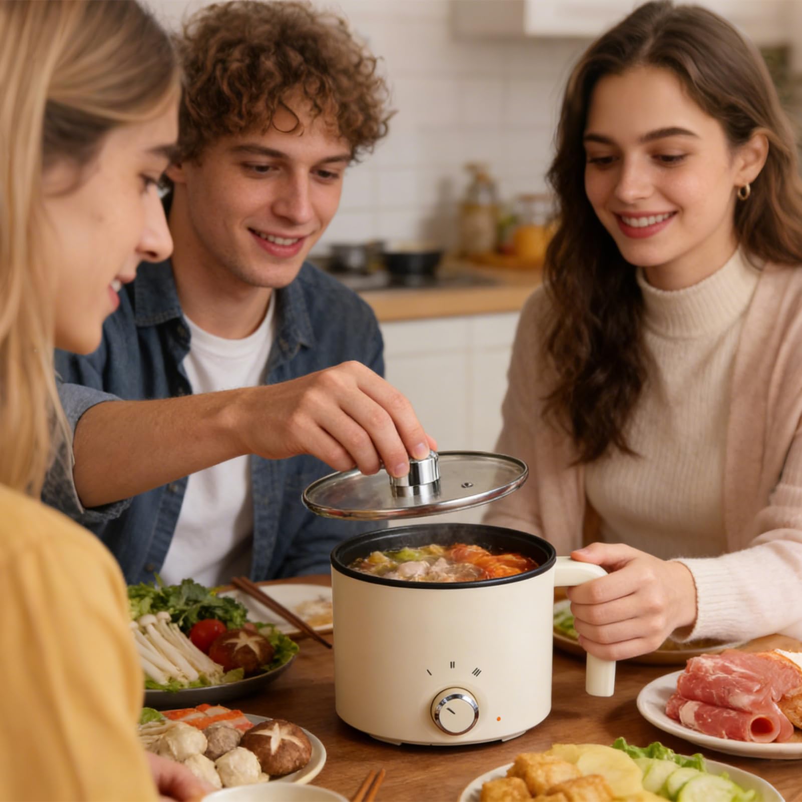Casserole électrique, poêle à frire personnelle et cuisinière de dortoir pour œuf, soupe, porridge, steak, flocons d'avoine, appareil de cuisine compact pour étudiants