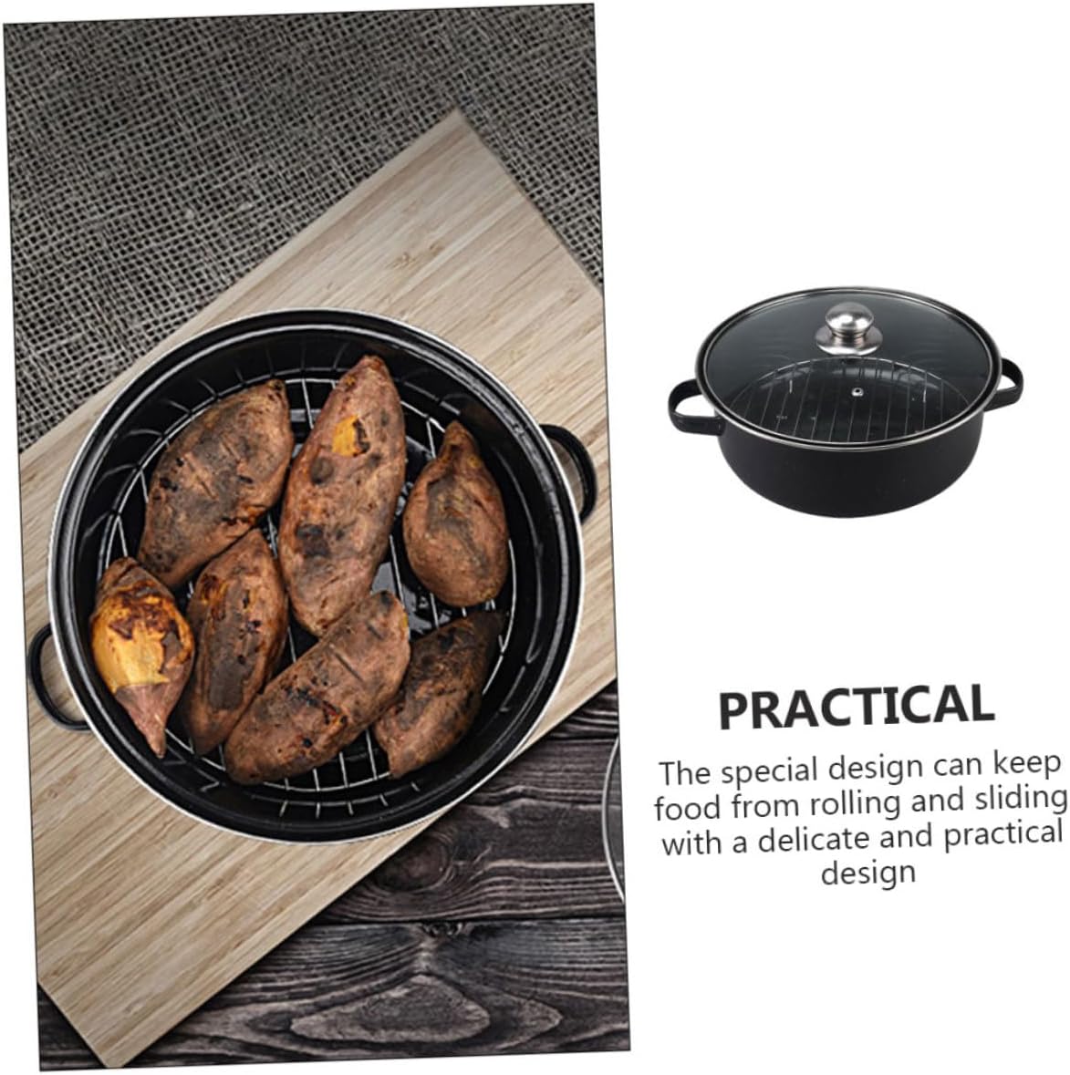 YARNOW Roasting Pot for Turkey Oven Roasting Pan Turkey Roaster Pan Enamel Baked Pot