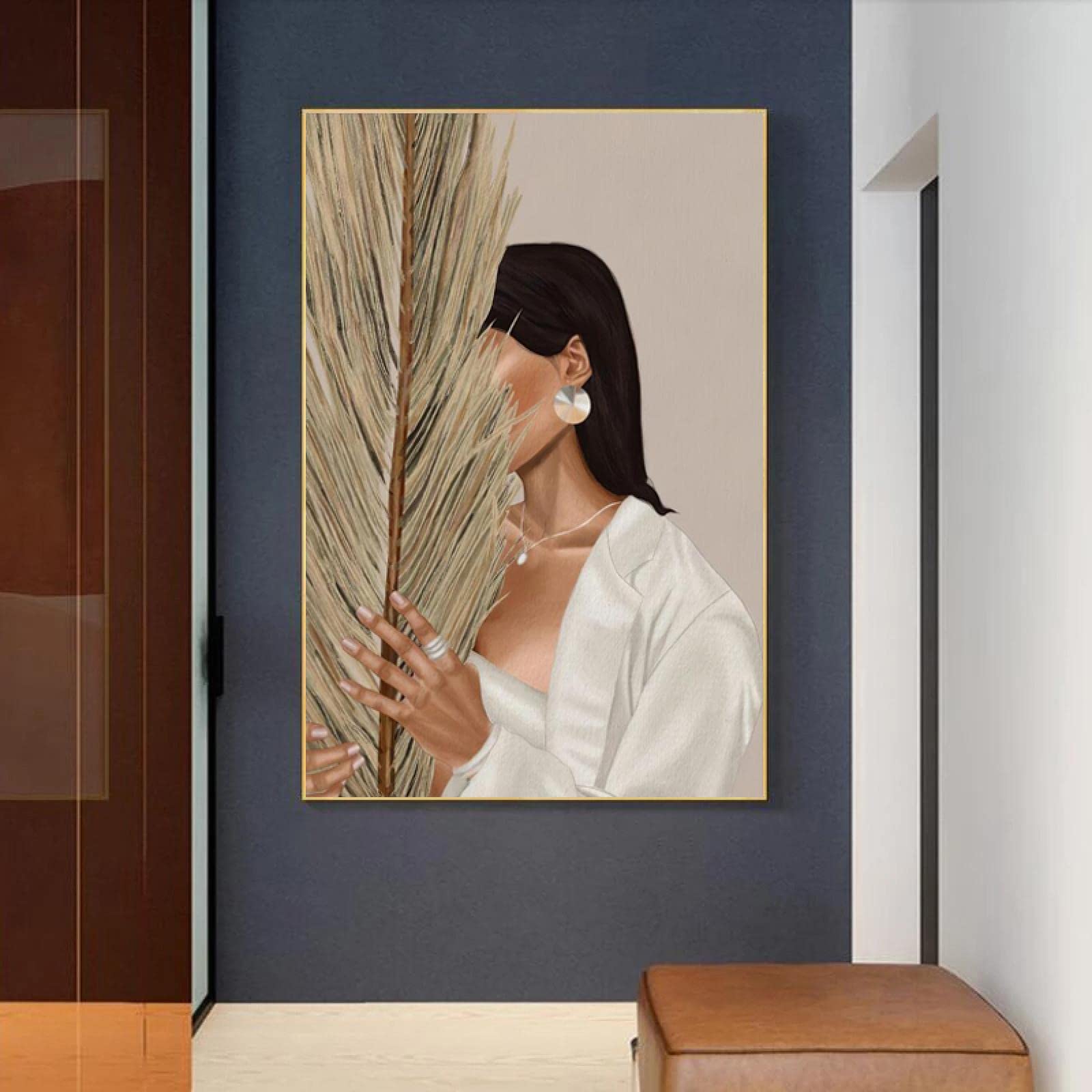 Dsdsgog Abstrait Femmes Peinture à L'encre Noir Et Blanc Toile Peinture Filles Affiche Impression Mur Art Photos Pour Salon Décor à La Maison 60x80 Cm Sans Cadre