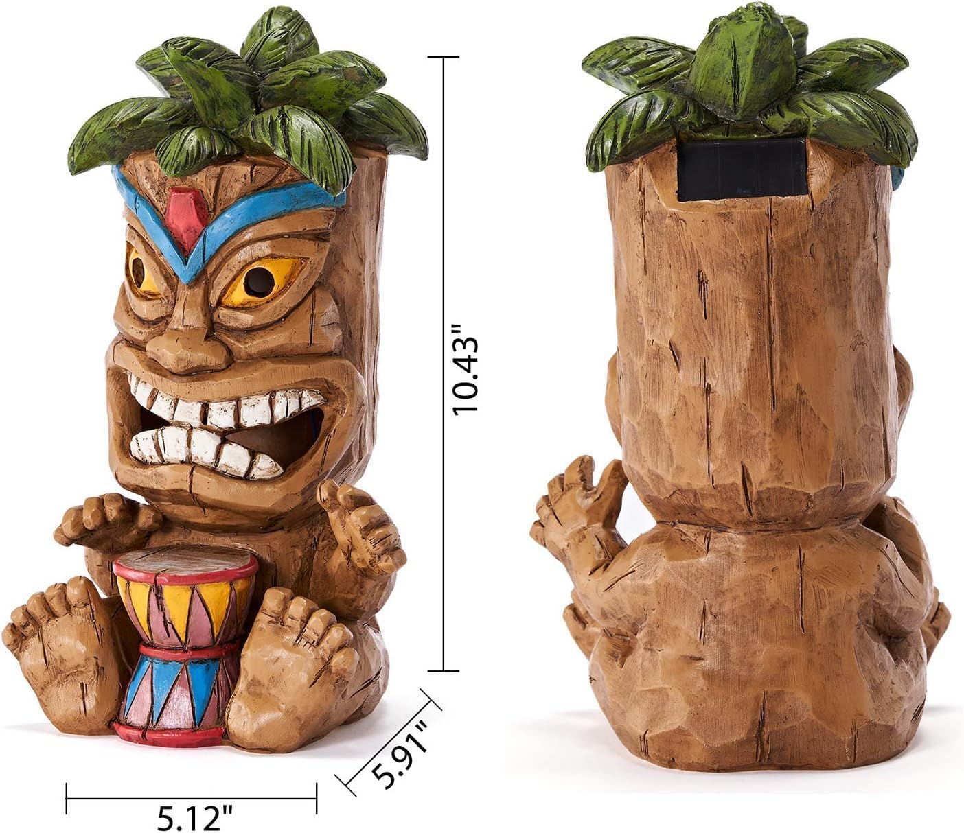 Solar Tiki Statue 3Pcs Combination - Tiki Bar Decoration - Outdoor Statues for Garden, Patio, Yard, Lawn, Porch; Waterproof