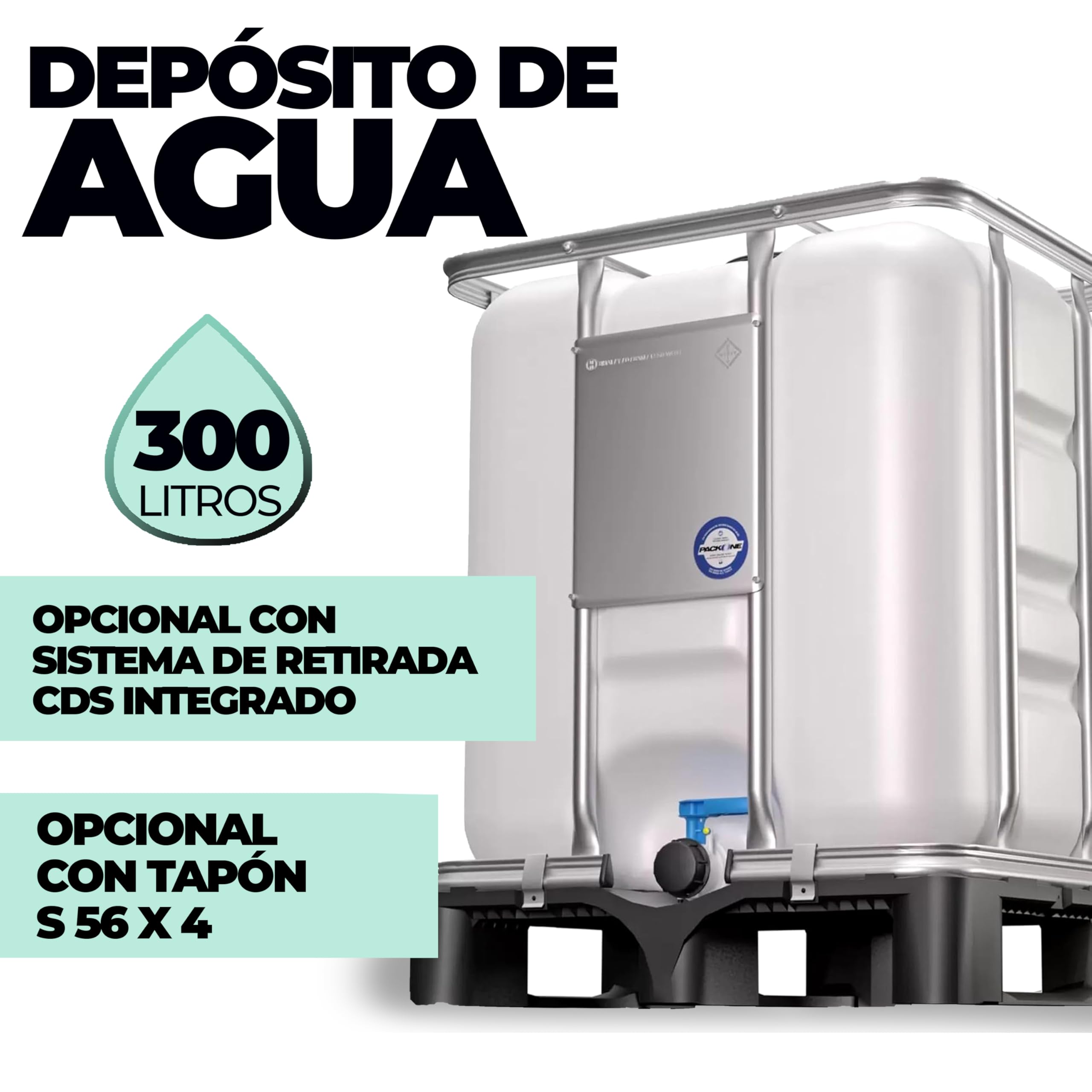 WERIT Depósito de Agua 300L IBC GRG - Con Grifo, Palet Reforzado, Certificación ADR, Contenedor de Agua, Ideal para Almacenamiento y Transporte Seguro de Líquidos, Alta Durabilidad y Fiabilidad