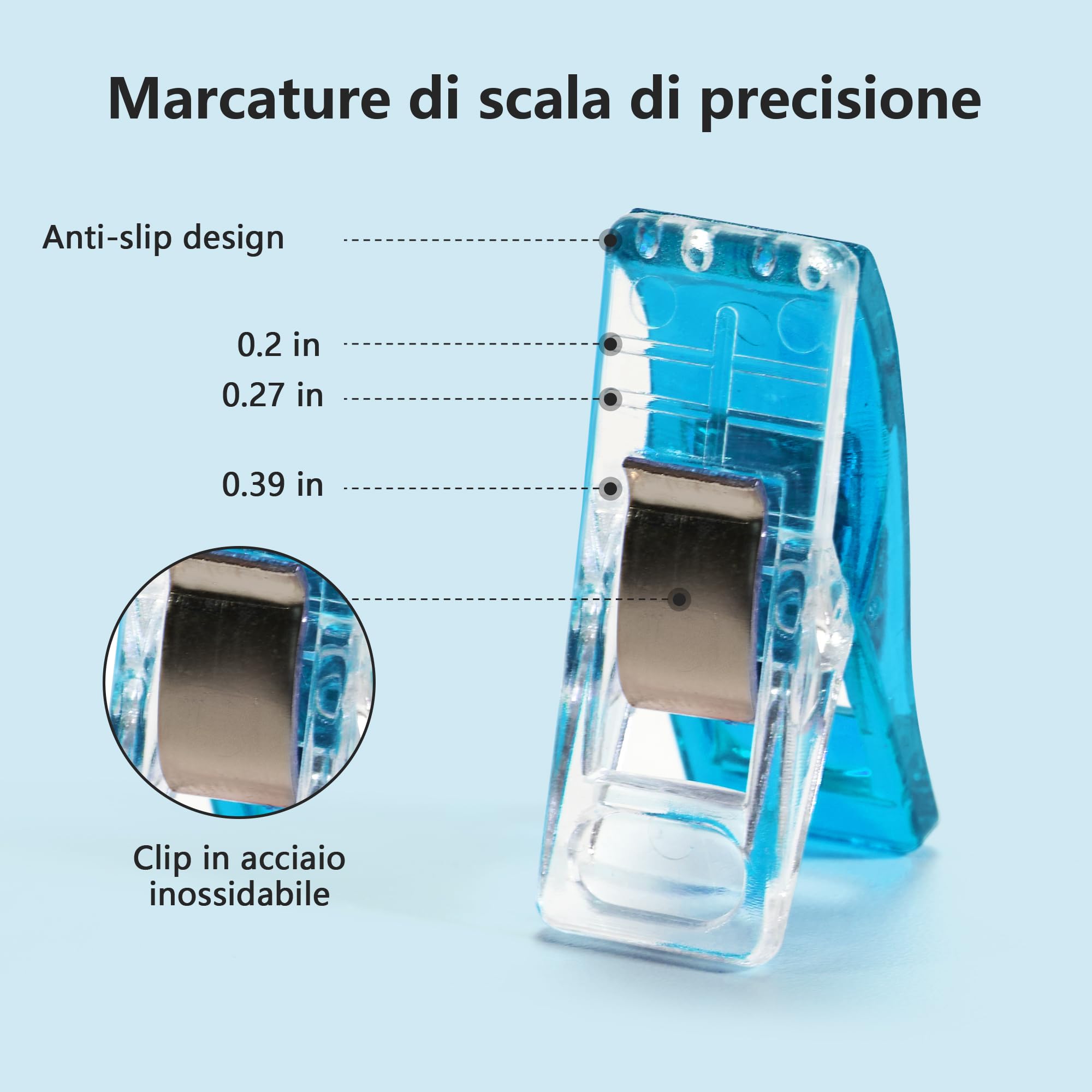 Mollette per Cucito 50 Pezzi, Clip Multiuso in Plastica con Molla in Acciaio Inossidabile per Quilting