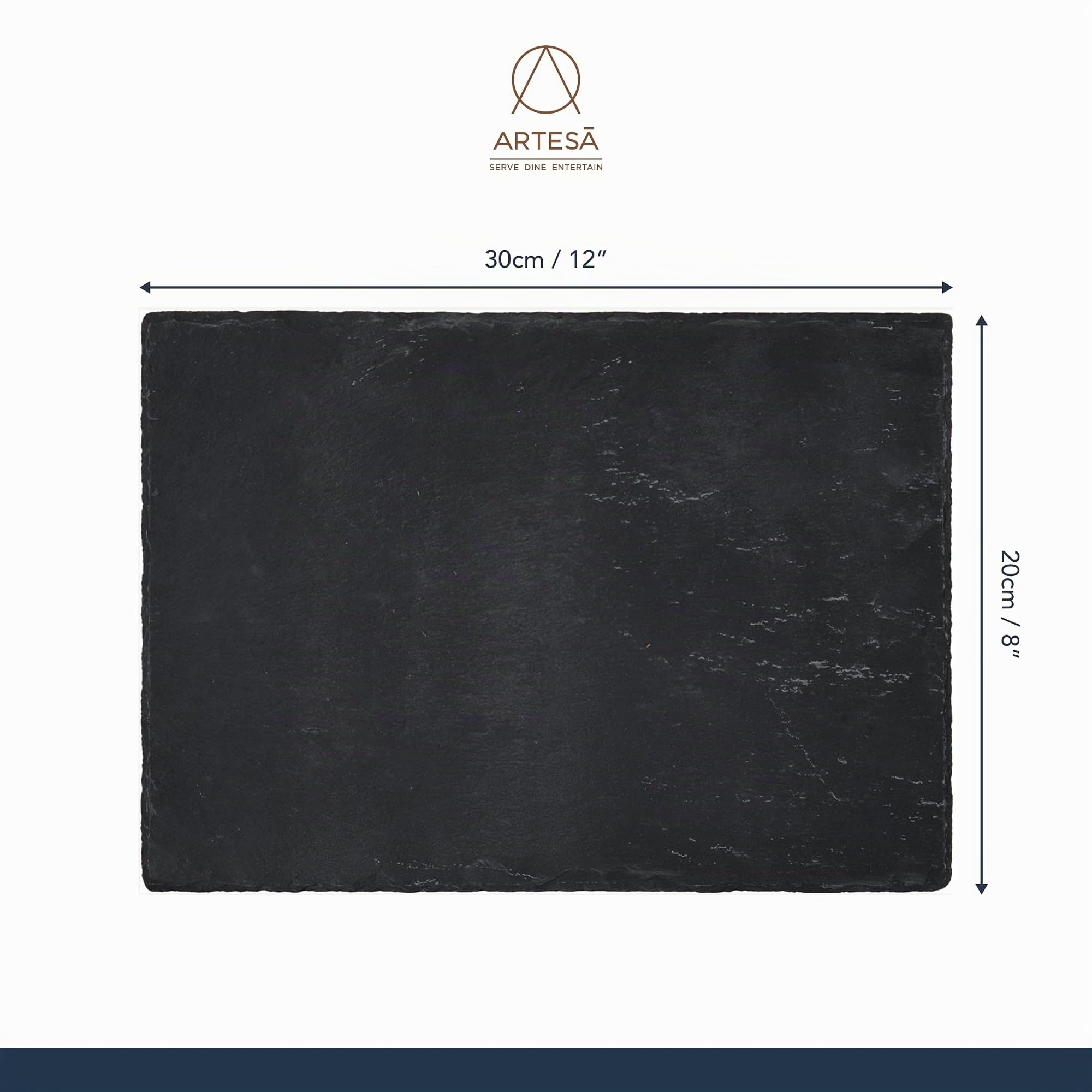 Artesa, Set De 4 Sets De Table / Assiettes En Ardoise, 30 X 20 cm, Ardoise Noire