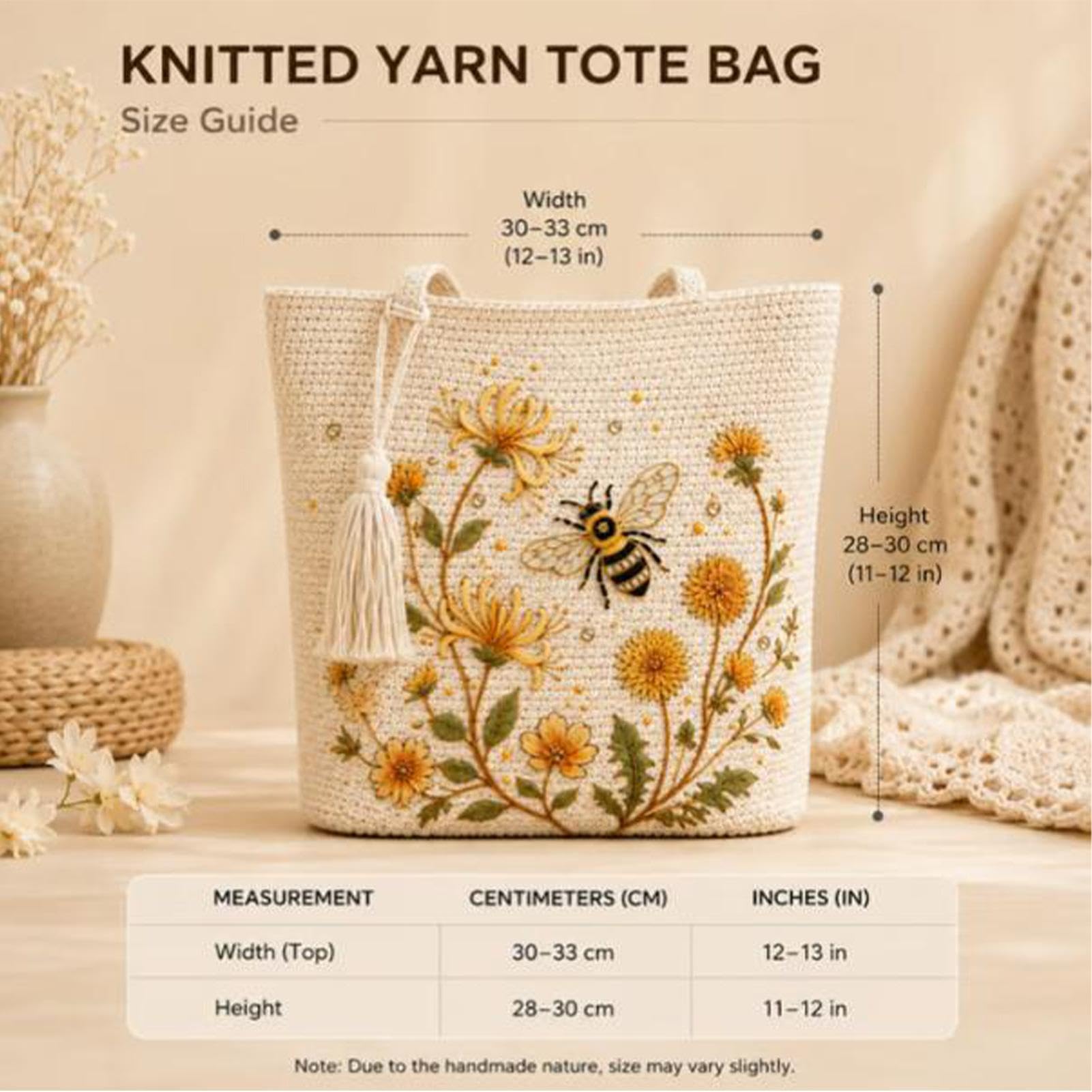 Bolso Tote Crochet Para Mujer Estuche Crochet Con Bordado Floral De