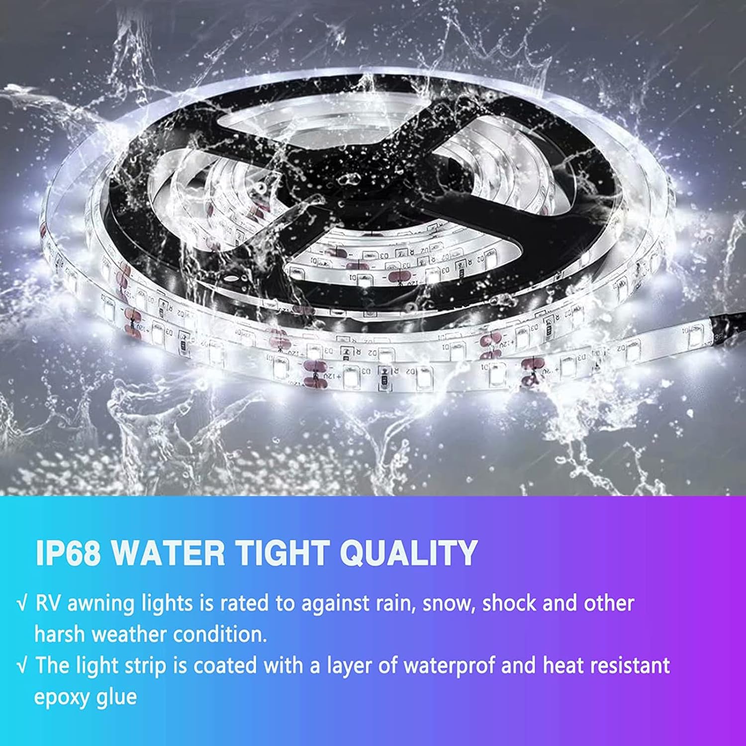 RV Awning Lights,Camper RV Awning LED Light Strip,12v 20FT Exterior LED Awning Lights for RV Canopy Motorhome Travel Trailer,Waterproof RV Exterior Underglow Light Strip for Lighting Party,12v DC,RGB