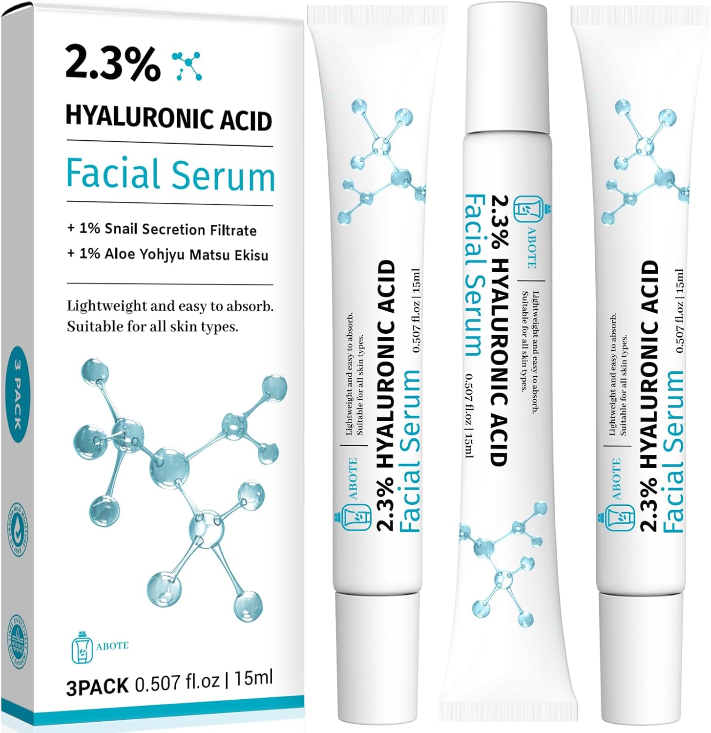 3-Pack 2.3% Hyaluronic Acid Serum for Face Anti-Aging Anti-Wrinkle Deep Hydration (15ml Each) 3-Pack 2.3% Hyaluronic Acid Serum for Face Anti-Aging Anti-Wrinkle Deep Hydration (15ml Each)