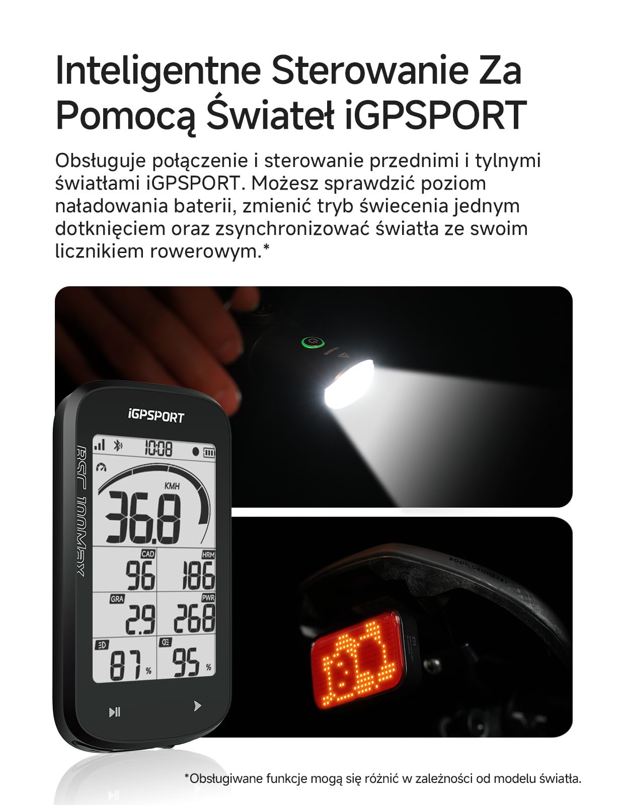 iGPSPORT BSC100MAX Licznik Rowerowy Bezprzewodowy, Duży Ekran 3 Cale, Automatyczny Start/Pauza, 40 Godzin Pracy Na Baterii, Konfigurowalne Dane, Wodoodporność IPX7