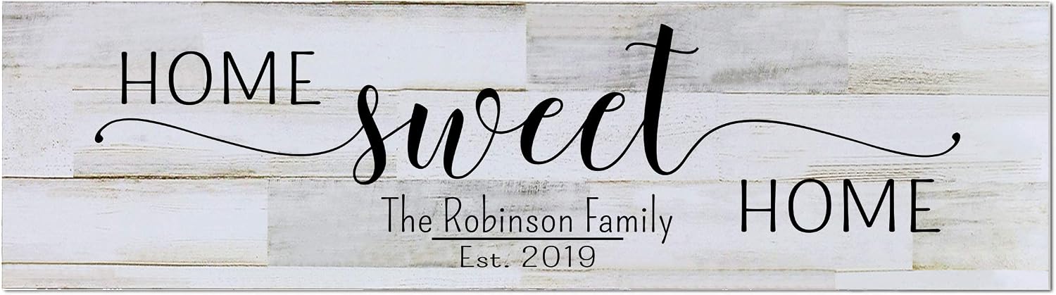 LifeSong Milestones Personalized Family Home Signs with Date Handcrafted New Home Gift Ideas - Custom Housewarming Wall Decor Ideas 6" x 22" (Home Sweet Home)