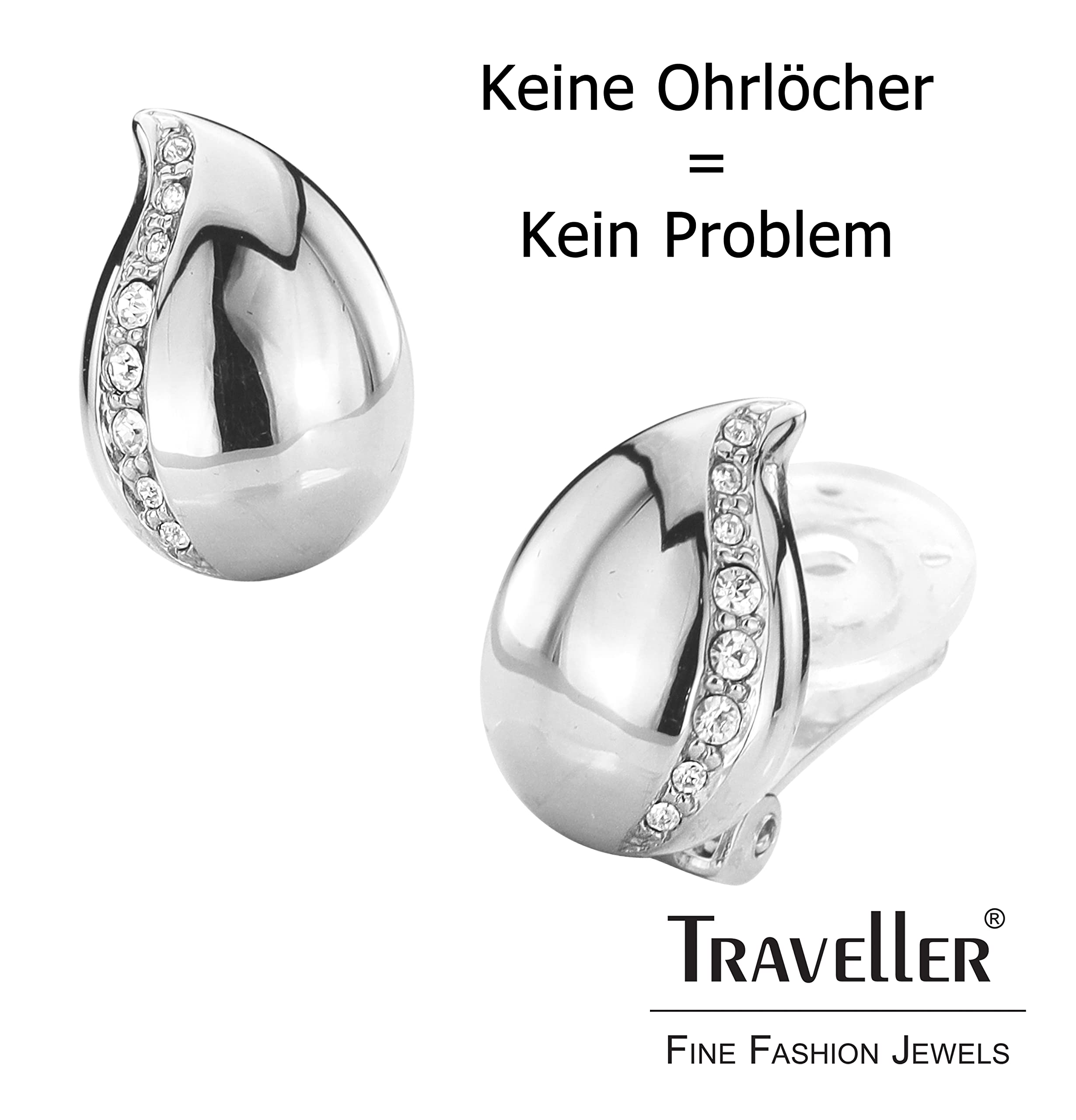 Traveller Ohrclip - Blume - Preciosa Kristalle - diverse Farben