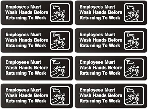 Miniatura 7 de Faittoo Letrero de plástico acrílico de 9 x 3 pulgadas con símbolos, autoadhesivo, para restaurante, hotel, motel, paradas de descanso, baños Blanco