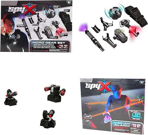 MUKIKIM SpyX/Micro Gear Set + Alarma Lazer Trap - 4 herramientas espía imprescindibles unidas a un cinturón ajustable + barrera de haz LED invisible