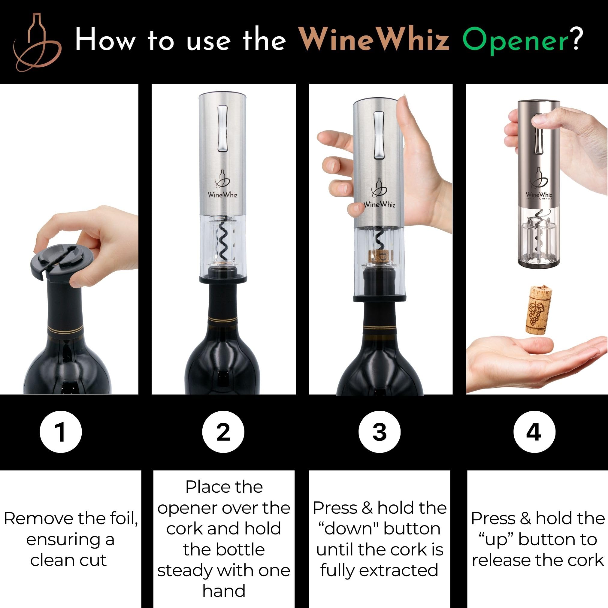 Juego de aireador y abridor de vino eléctrico con accesorios para vino (sacacorchos de acero inoxidable reciclable, dispensador, herramienta de corte de lámina, tapón), regalo para amantes 7