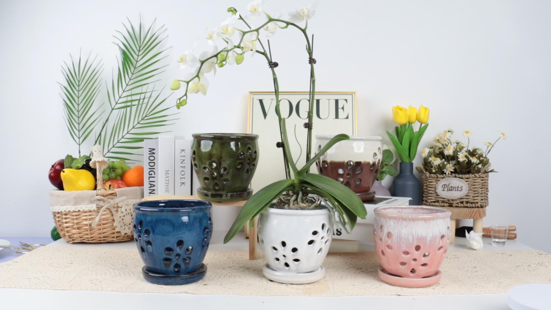 Amazon.com: vensovo 5 Inch Ceramic Orchid Pots with Holes and