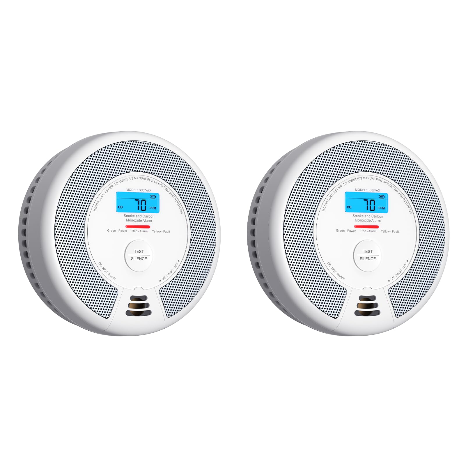 X-Sense Smoke and Carbon Monoxide Detector, Crosslinked Carbon Monoxide Detector, Base Station Required, SC07-MR, Pack of 2