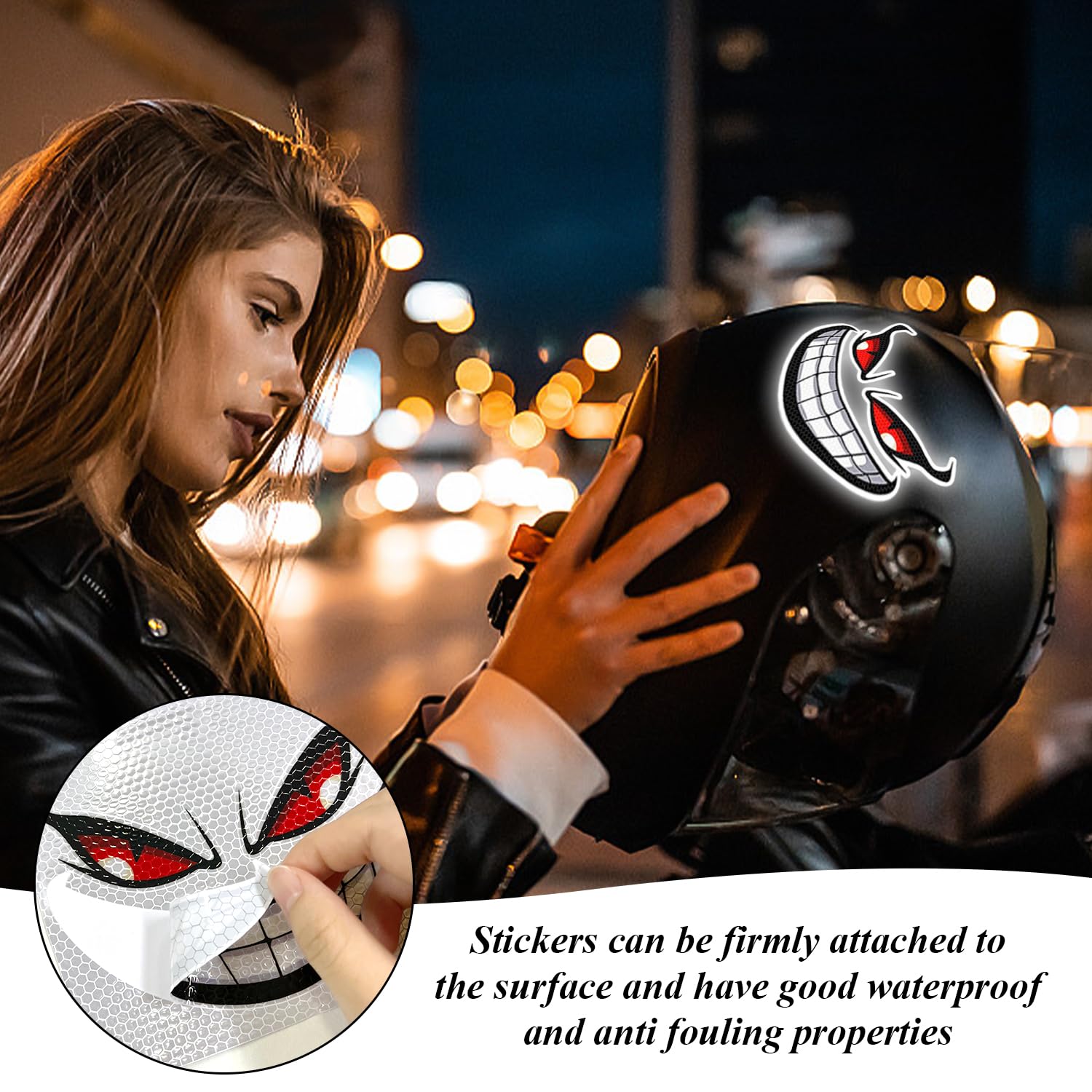 12 sztuk naklejek z kreskówkowymi oczami, naklejki motocyklowe, odblaskowe naklejki dekoracyjne, kreatywne wodoodporne naklejki.