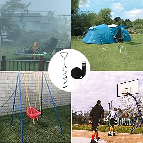 Miniatura 4 de Estacas para trampolín resistentes anclajes de viento alto, kit de anclajes de sacacorchos de acero galvanizado de 15.84 pulgadas para trampolín,