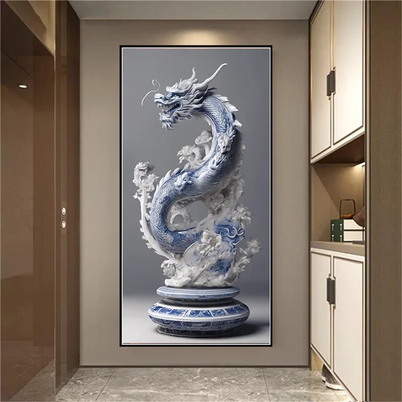 Tifnuer Drachenstein-Statue Diamant Painting Bilder Weihnachten Basteln Erwachsene DIY Set mit Zubehör, Malen Nach Zahlen Diamond Painting Kinder für Home Wand Décor Diamond Art 80x160cm F-7717