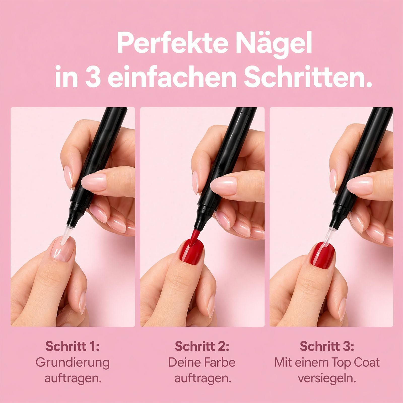 Nolynails nagellack stift, 5 Marker Nagellackstifte für Näge - Nagellack Schnelltrocknend Wasserbasis, Nail Arts Pen Ohne UV Lampe, Einfach und Präzise Fünf Farben (15Pc)