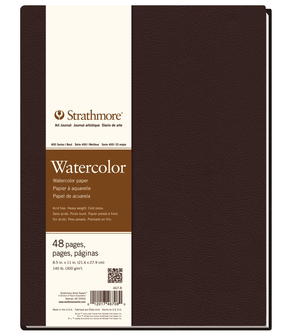 Strathmore 400 Watercolour Hardbound 300gsm Paper Book, Cold-Pressed, 8.5 x 11 in, 24 Sheets, For Professionals & Students