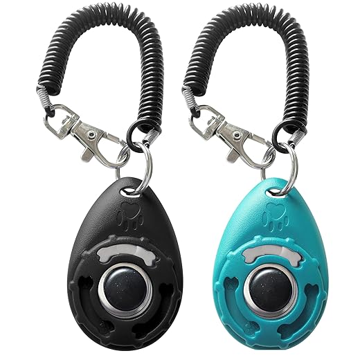 Dog Training Clicker with Sring Wrist and Keyring - Pet Dog Training Clickers for Puppy, Cat, Potty, Bird, Horse, Pet, Trainer Training Tools, Behavior Aids