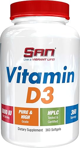Miniatura 2 de SAN D3 5000IU - Vitamina D3 5000iu (125 mcg) para una función muscular saludable y apoyo inmunológico, sin OMG, sin gluten en aceite de salvado de