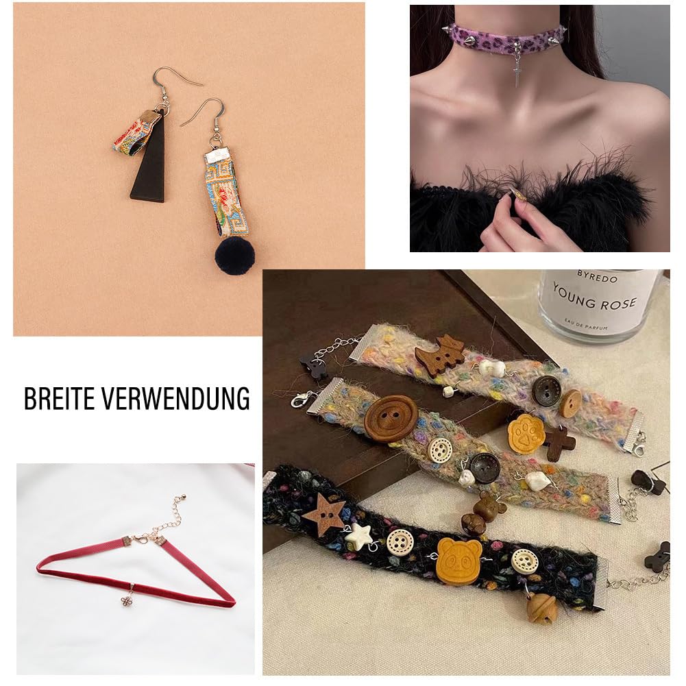 100 unidades de pinzas para joyas, pinzas de sujeción, crimps, clamp, extremo de cinta, extremos de cinta, engarzados para manualidades, gargantillas, pulseras, collares, pendientes
