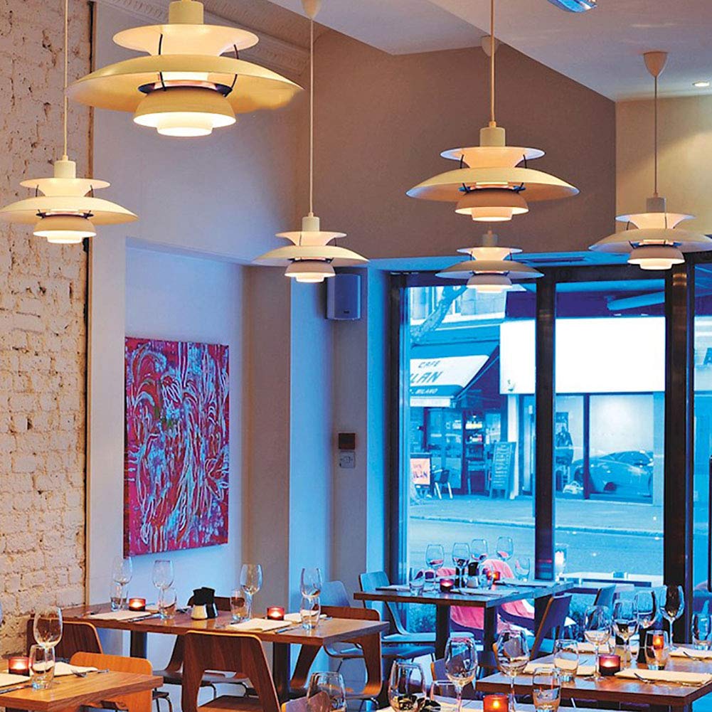 E27 Nordic Deense designer kunst kroonluchter, Easy Fit multilayer enkele kop kroonluchter, modern restaurant bar café terwijl licht, eenvoudige knop aluminium kroonluchter-wit en paars 50 cm