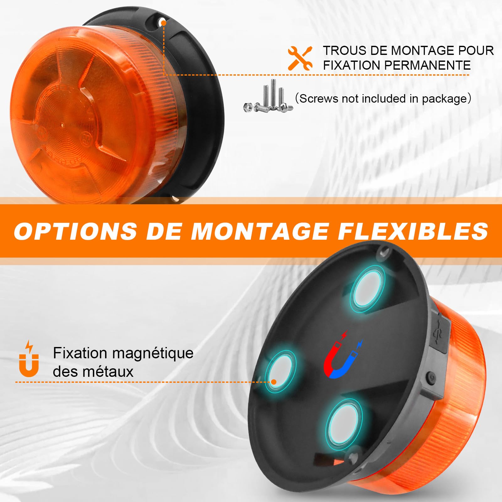 Dinfu Gyrophare LED Sans Fil avec télécommande 12V girophare led vehicule | agricole magnet 9 Modes lumineux avec câble de chargement de voiture et câble USB pour camion voiture véhicule tracteur SUV
