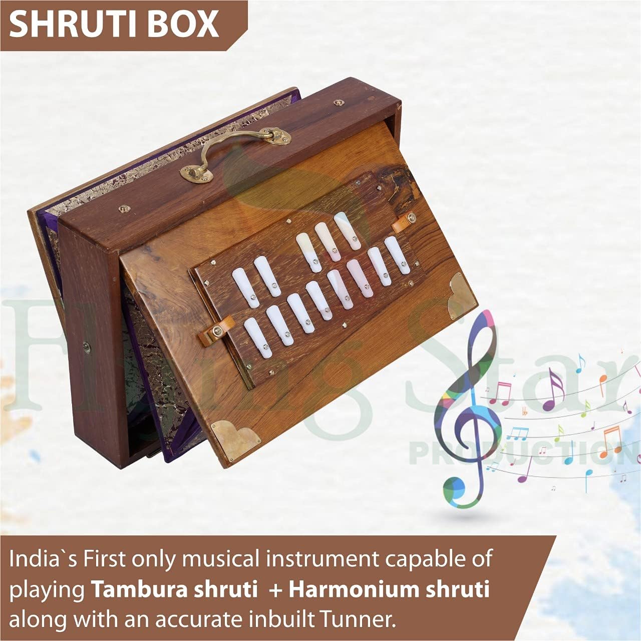 TAURISH Shruti Box Professional Quality Deep Drone Sound Traditional Indian Classical Manual Musical Instrument Professionally Tested for Professional, Yoga Session, Size: Medium, Tuned 440hz : Musical Instruments