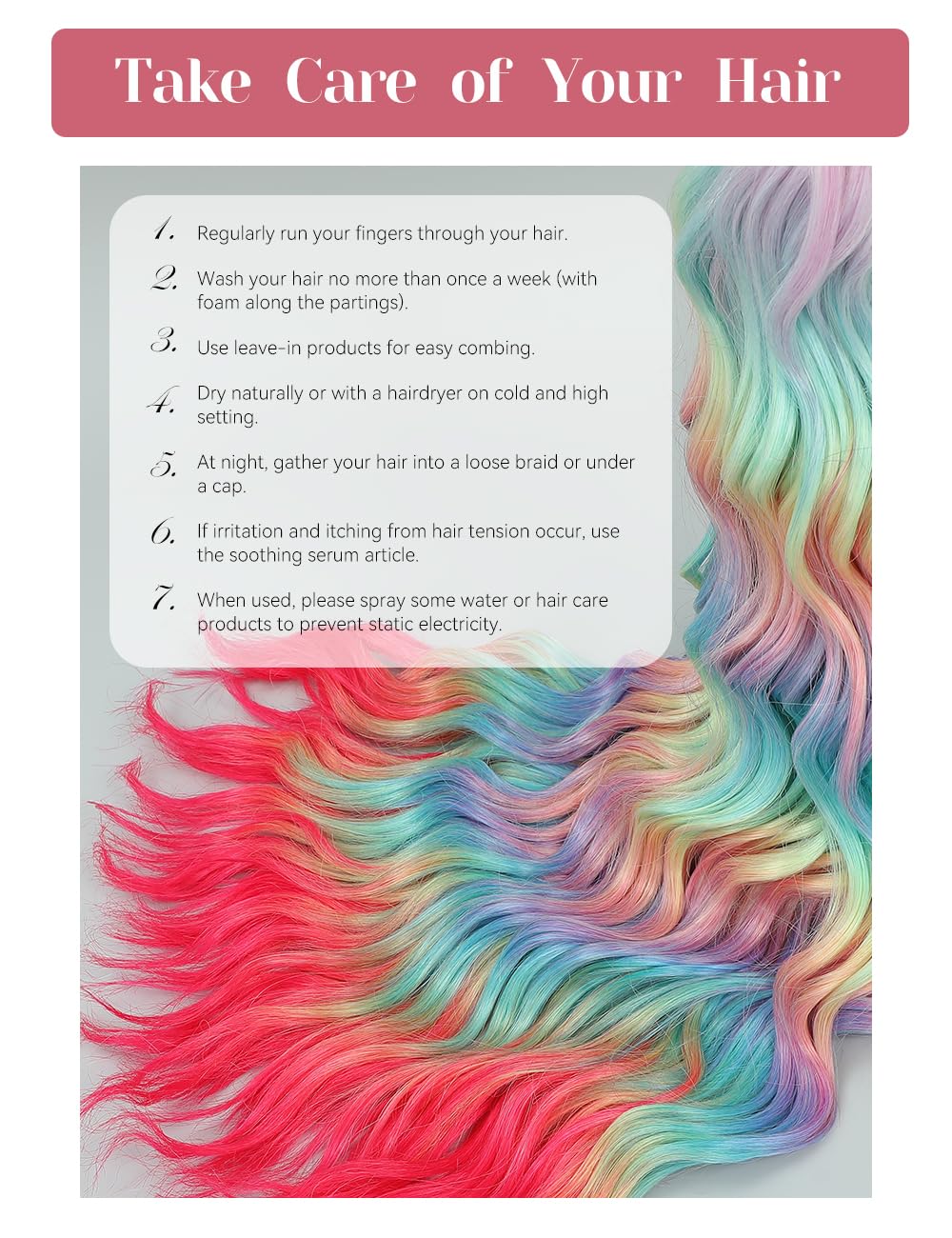 300g Curly Braiding Hair Rainbow Peafowl Ocean Wave Crochet Hair Long Synthetic Loose Deep Wavy Twist Hair for Boho Braids