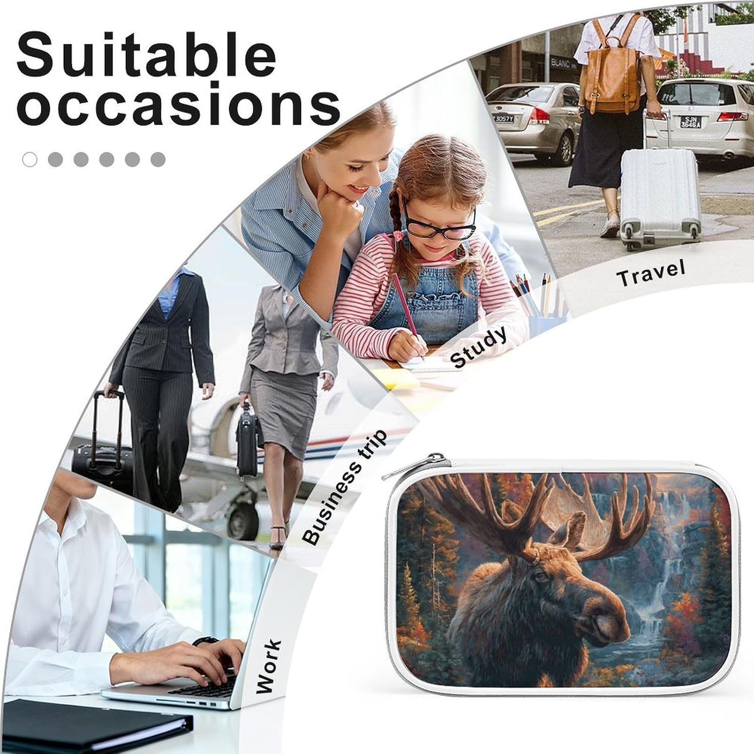 Mooses Autumn Forests Waterfalls Cosmetic Bag Makeup Brush Organizer Bags image 5