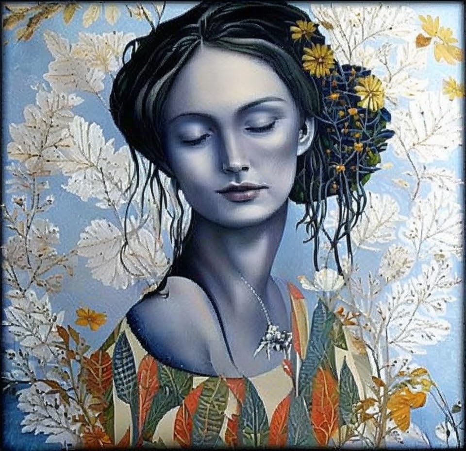 Tableau sur toile de qualité portrait femme dessin contemporain
