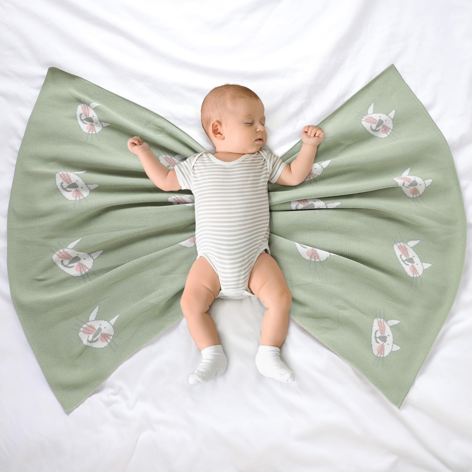 Hadetoto Baby Blanket for Newborn Soft Cozy Knitted Cotton Blankets Baby Essentials Gifts for Newborn Girl Boy 100 x 80cm - Image 3