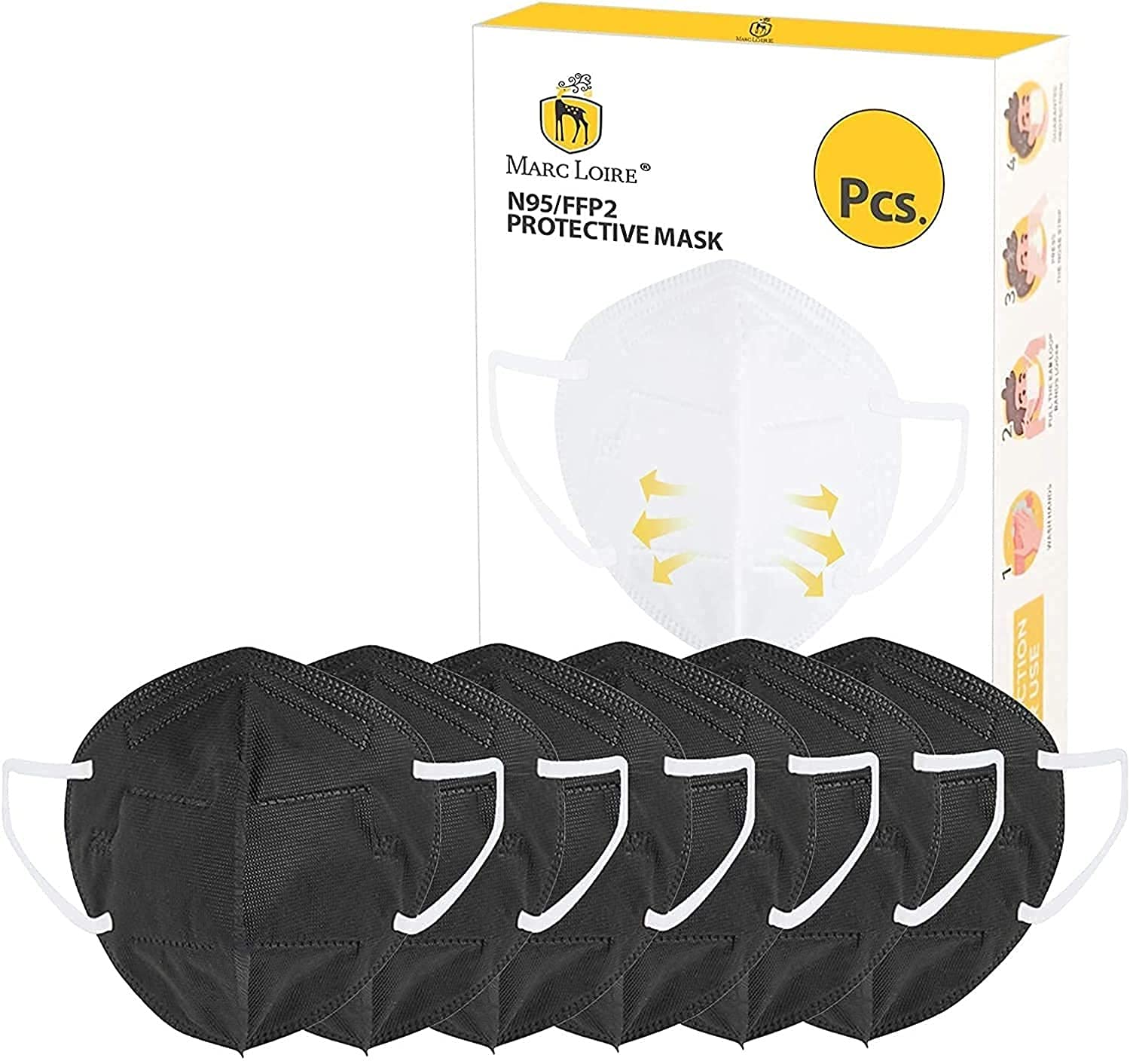 Marc Loire Pack of 6 Certified 5-Layered Outdoor Protection Anti Pollution Free Size N95 Face Mask For Men And Women (Pack of 6, Black) (B09DYNL4DT) Amazon Price History, Amazon Price Tracker