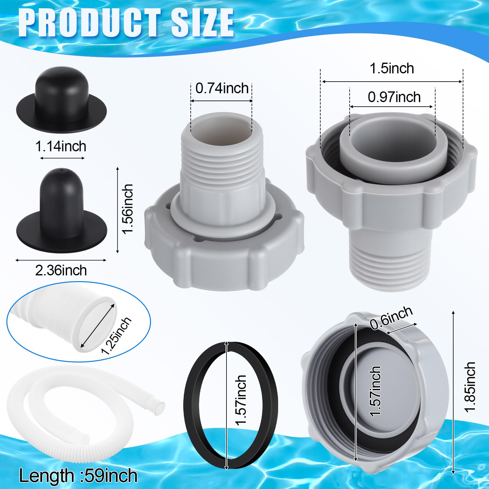 Tujoe P6H1158 - Tapa de válvula de drenaje de repuesto de plástico para piscina, conector de drenaje de bomba de piscina, tapón de agujero de repuesto compatible con Coleman of Pools P01006