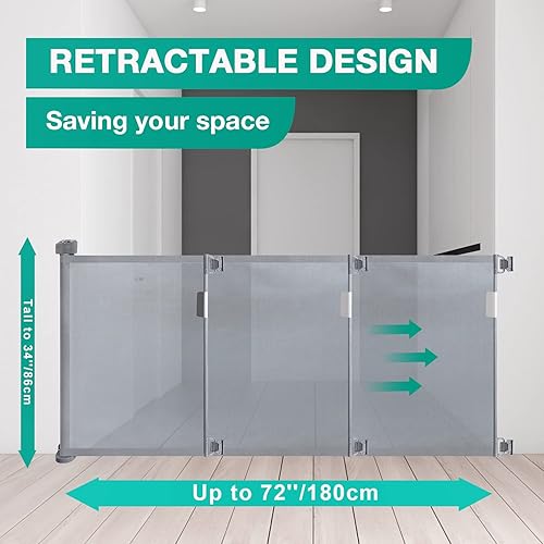 Miniatura 3 de Probebi - Puertas retráctiles para bebés Staris  Puerta retráctil para perros, puerta de seguridad interior que se extiende hasta 72 pulgadas de