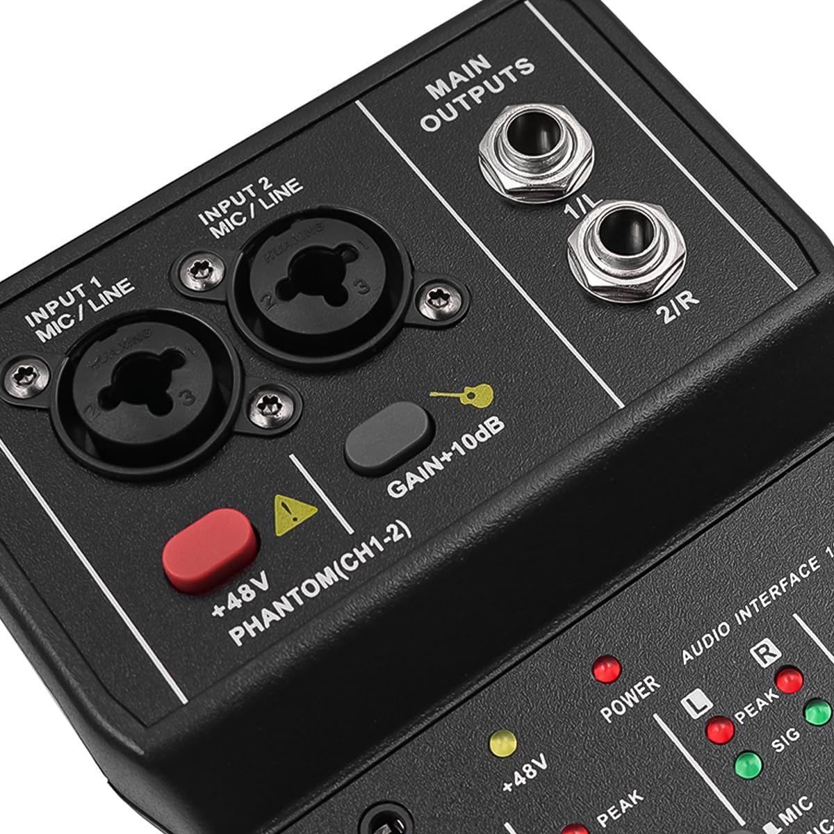 Mixer Senza unità Scheda Audio USB 48V Mixer Portatile Mini 2 canali
