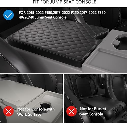 Miniatura 2 de qzhiren Funda de consola central para Ford F150 2015-2023, F250 F350 F450 2017-2023 con asiento de salto 402040, funda de cuero para reposabrazos de