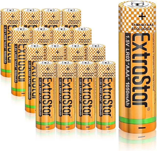EXTRASTAR AAA 1.5V Performance Alkaline Batteries, LR03, Pack of 16