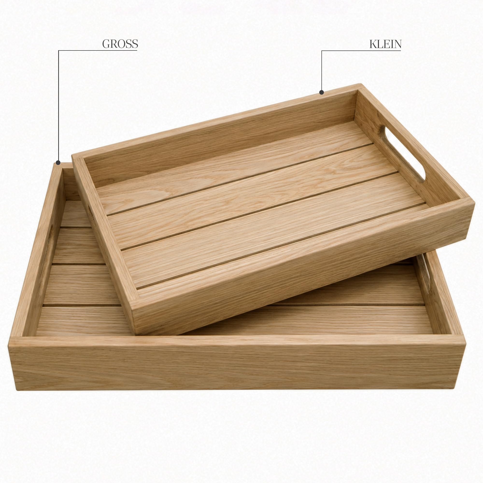 Eichentablett aus Massivholz – Serviertablett aus Eiche mit hohem Rand – Wahlweise 55 x 40 x 8 cm oder 50 x 35 x 8 cm – Holztablett für Frühstück, Küche und Dekoration (55x40x8cm)