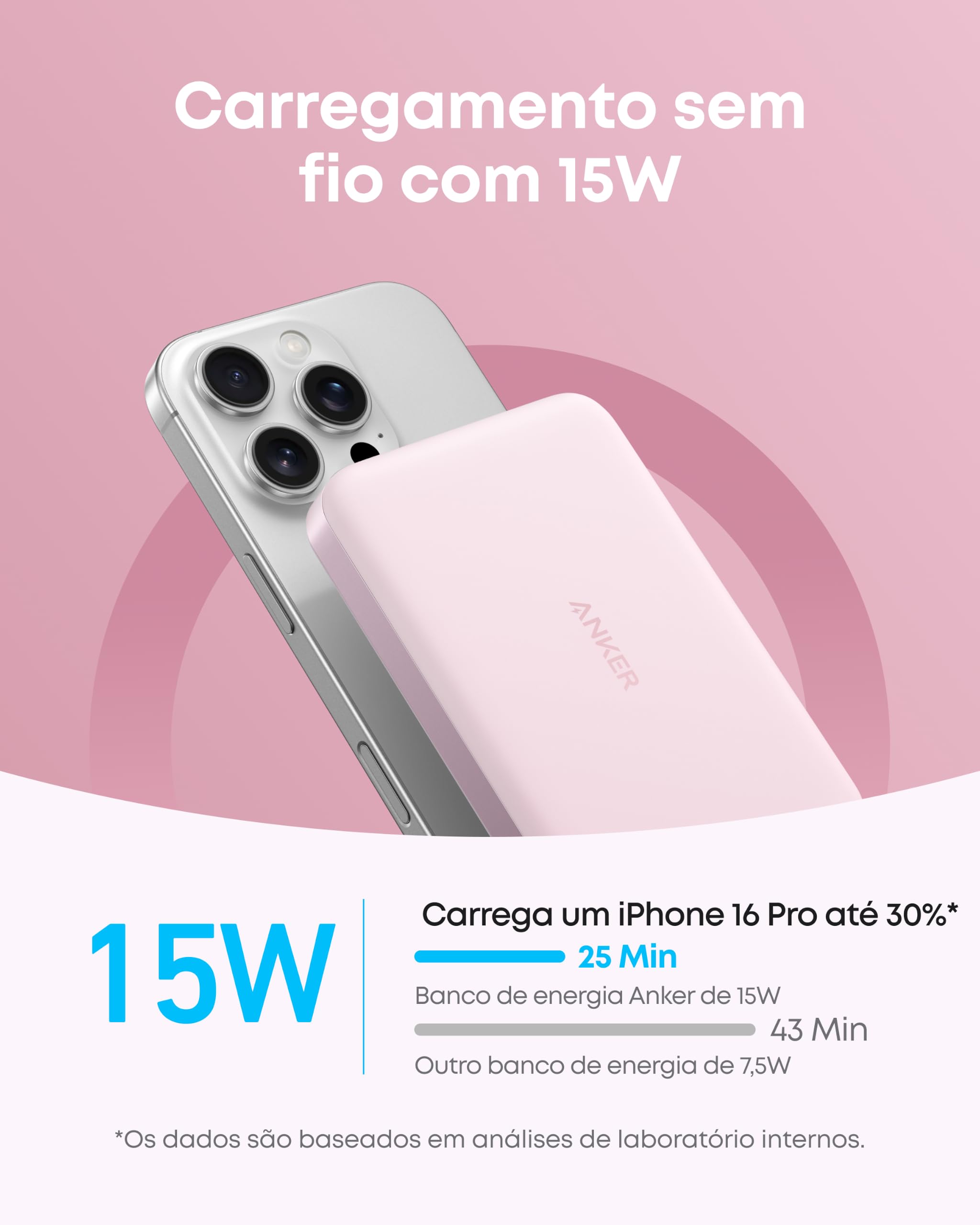 Anker MagGo Power Bank,Carregador Portátil Ultra Fino por Indução