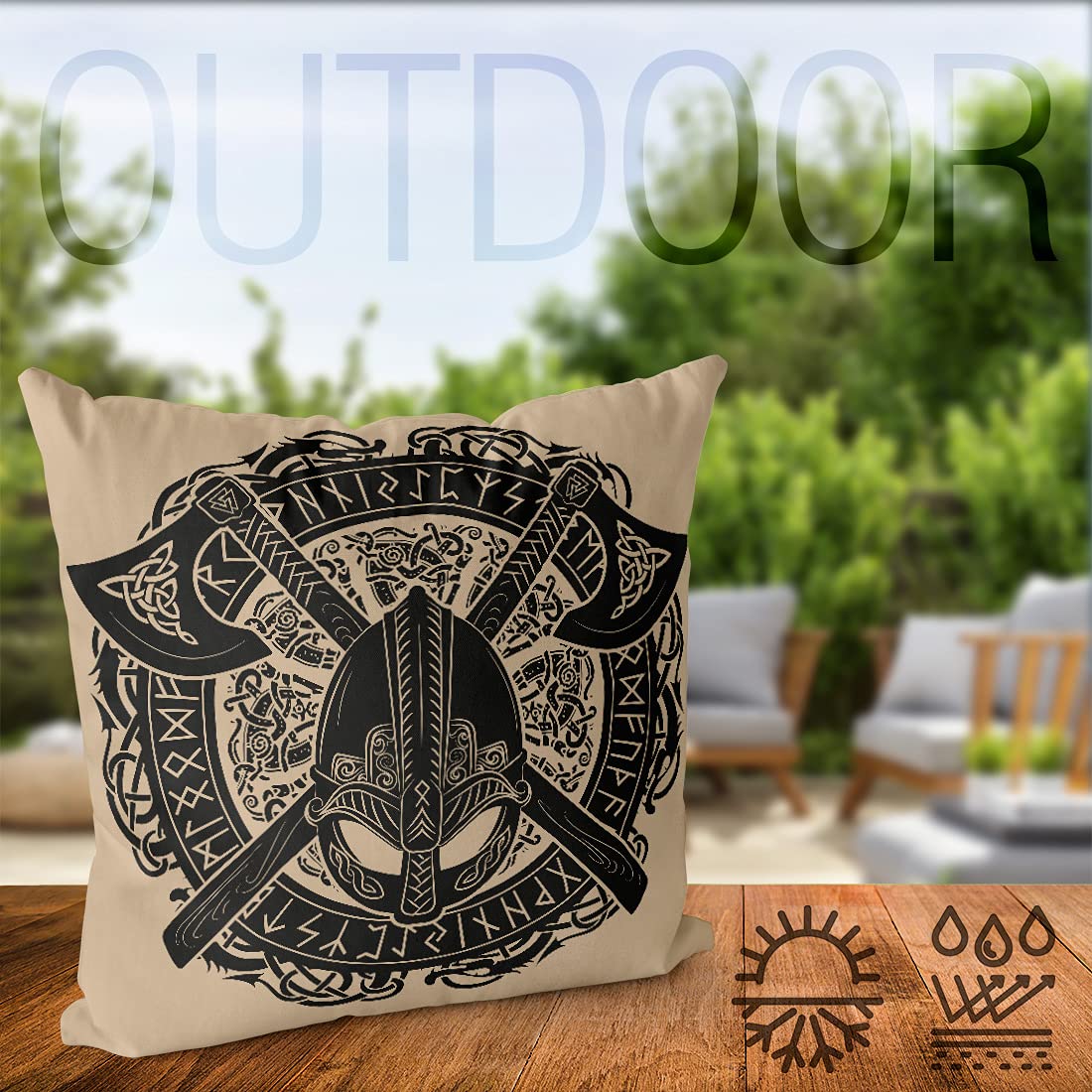 VOID Wikinger Helm Wappen Kissenbezug Kissenhülle Sofakissen Kissen Deko Outdoor-Kissen Dekokissen, Kissen Größe:60 x 60 cm