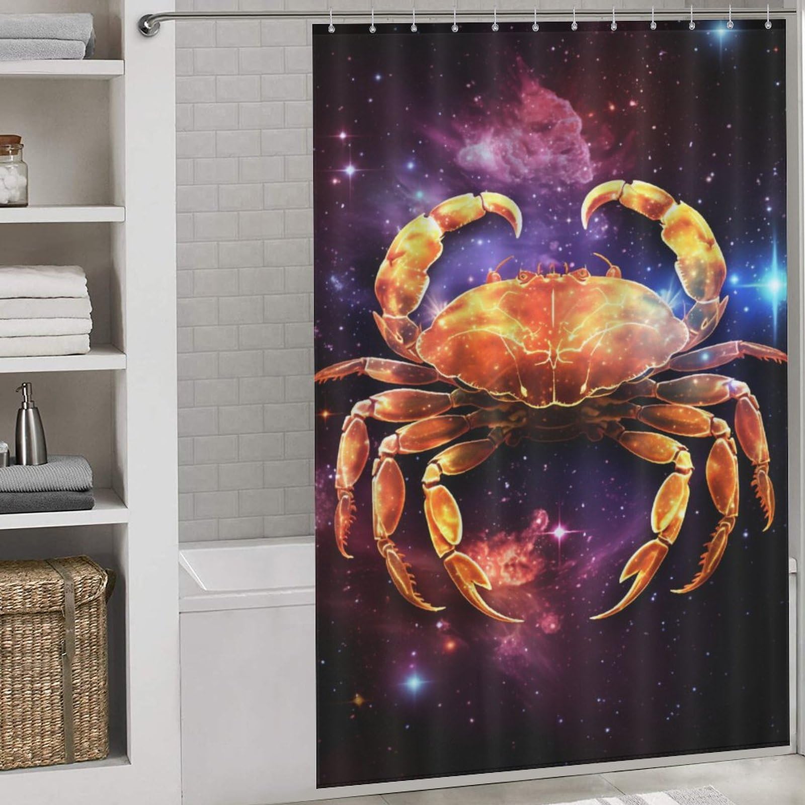 Rideau de douche Crabee 152x183cm imperméable en polyester de qualité pour baignoire élégante