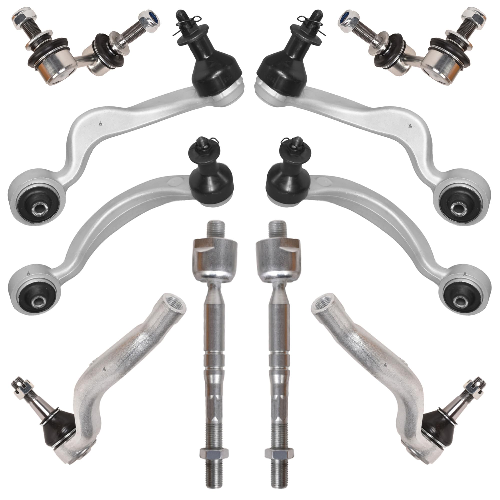 Front Suspension Kit 10 Pcs - Front Upper Control Arms, Stabilizer Bar Links & Inner + Outer Tie Rod Set for LS460 2007-2017 LS600h 2008-2017 RWD Models, OEM# 45470-59095, 45460-59095