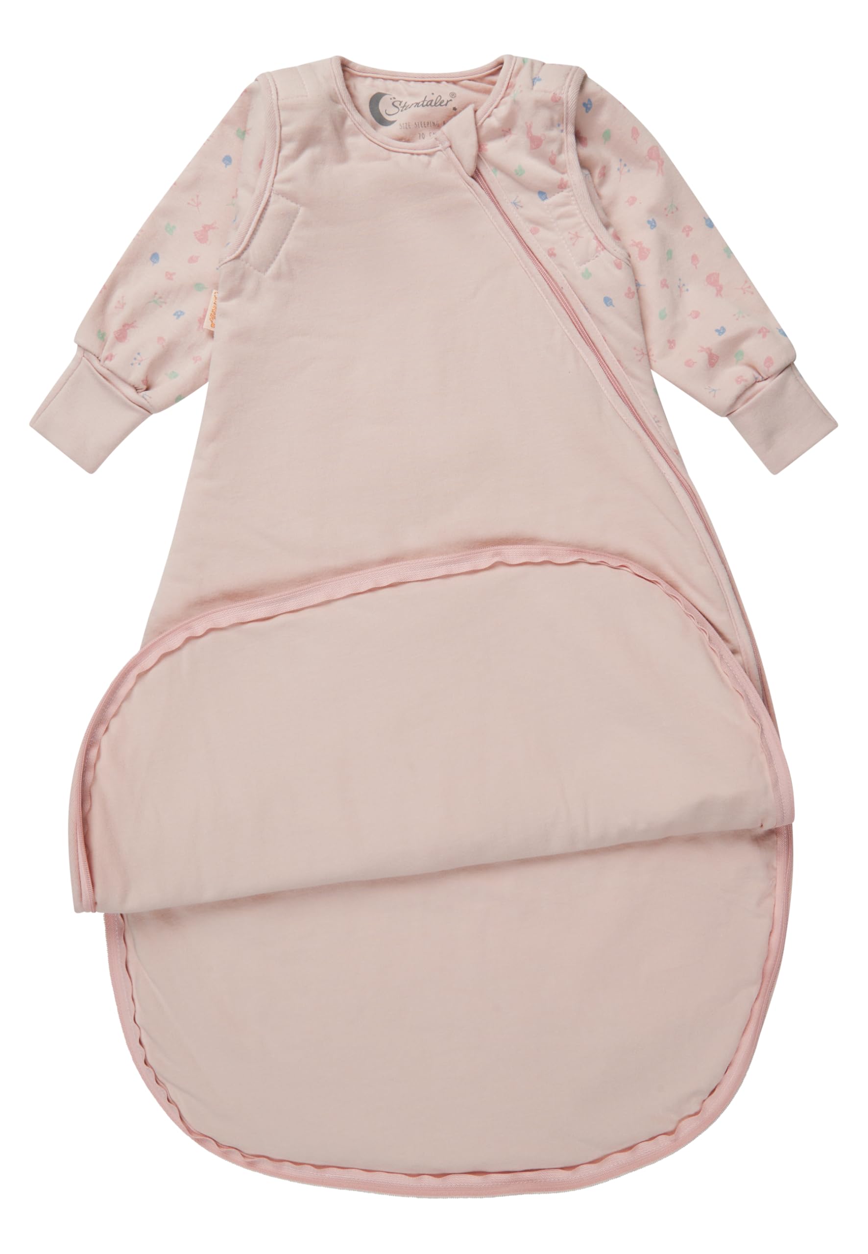 Sterntaler Schlafsack mit Armen 70cm Hase Hanni - Jersey, leicht wattiert - abnehmbare Ärme mit Klettverschluss & Handstulpen - 2-Wege-Reißverschluss & Kabelöffnung - für Mädchen - 1,00 TOG, quarzrosa
