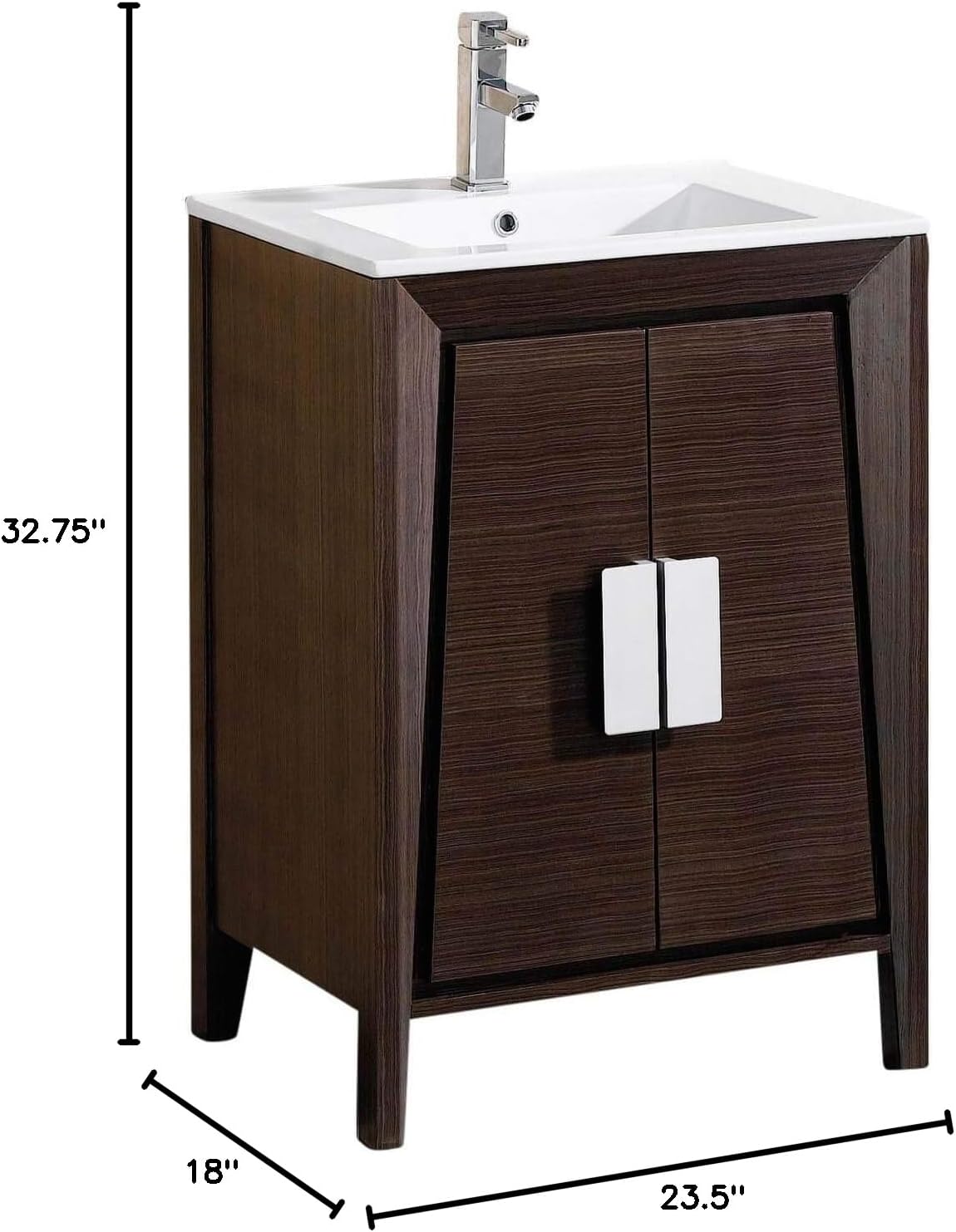 Fine Fixtures IL24EB Imperial II Vanity with Vitreous China Sink, 24", Ebony Wave