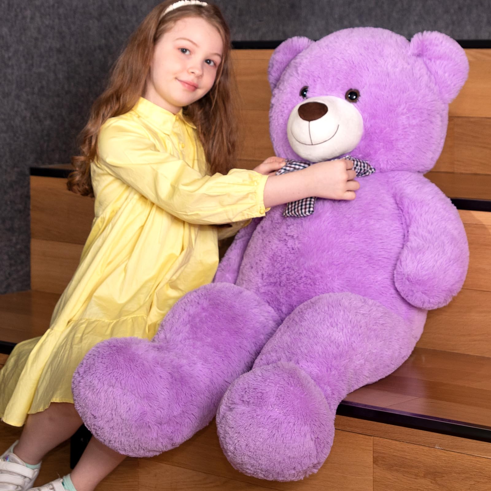 MorisMos Giant Teddy Bear Valentines for Girlfriend, 120cm Purple Big Bear Plush Cuddly Toy XXL, Large Soft Stuffed Animal Kawaii Presents for Girls Kids Women Birthday Party Decorations