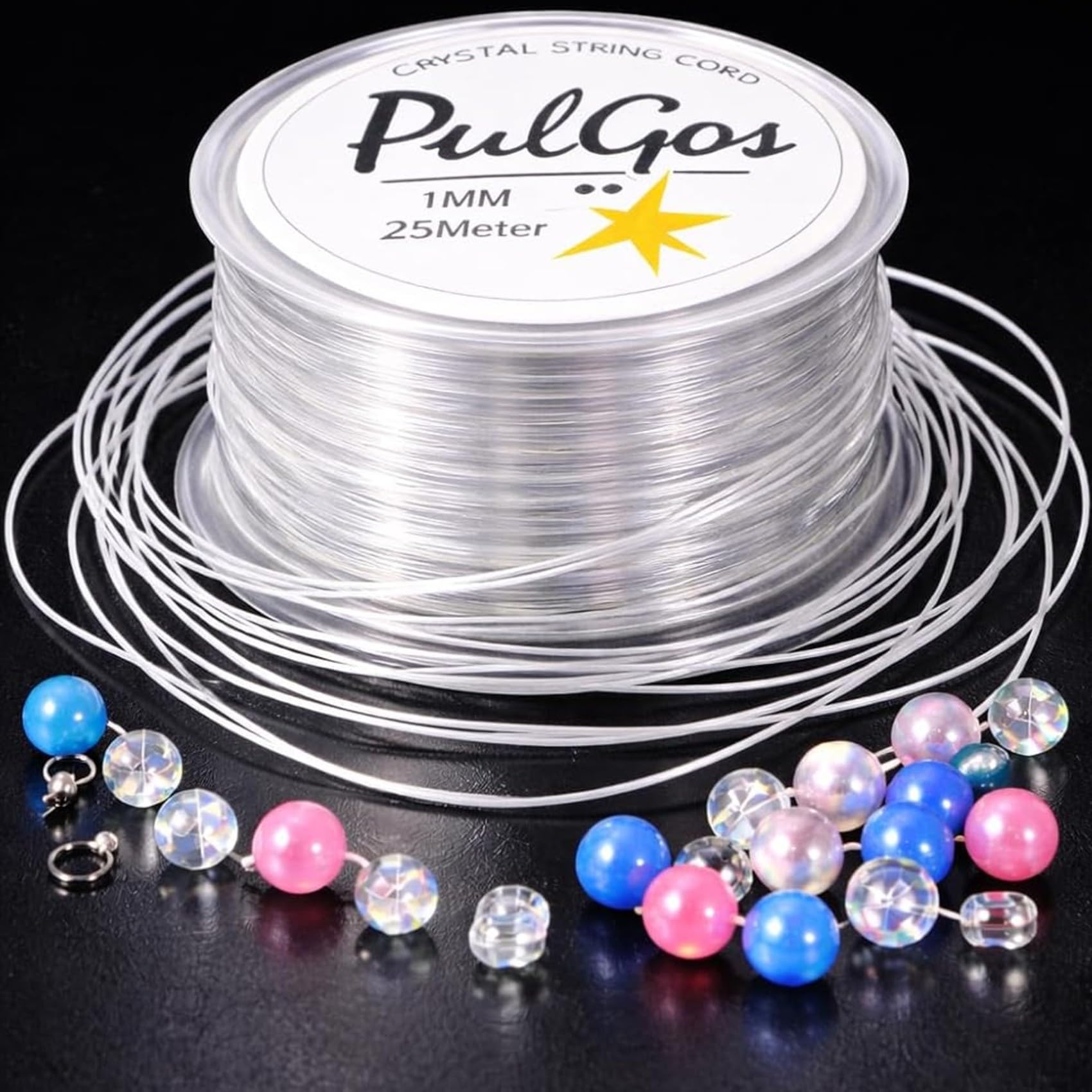PulGos πππ-1.0mm Clear Stretchy Elastic Cord |Round Beading Thread for Bracelet, Necklaces DIY Handmade Jewelry Making |Strong & Durable Spool for Crafting Flexible String for Beads & Accessories 3