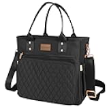 EASYA Large Insulated Lunch Bag for Work, Women's Nylon Thermal Lunch Box, Leakproof Cooler Tote Bag with Storage Pocket (Black)