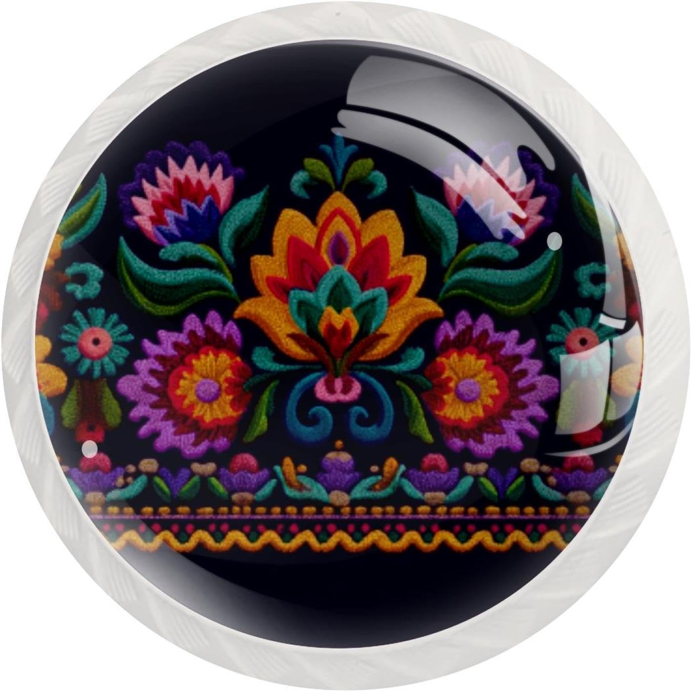 Motifs African Boho Paisley Floral (19) Dresser Knobs & Cabinet Knobs, Decorative Pattern Drawer Pulls with Screws, Crystal Glass Hardware for Home Farmhouse Decor